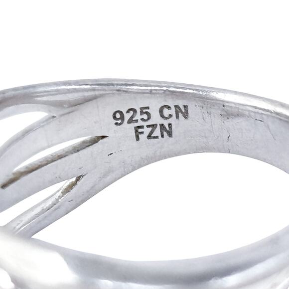 Open Crossover Band Ring | Vintage Sterling Silver 925 | Size 7 - Picture 5 of 8